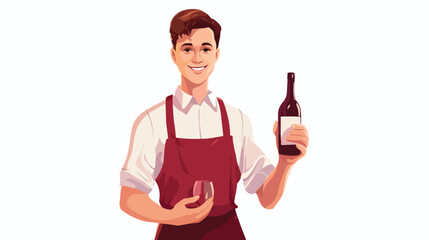 Illustration of a Teenage Guy Waiter Wearing Uniform