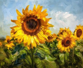 Sunflower Season A Vibrant Display of Sunflowers in Full Bloom Generative AI