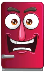 Foto op Plexiglas Cartoon illustration of a red angry fridge. © GraphicsRF