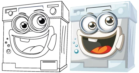 Foto op Canvas Two animated washing machines with cheerful faces © GraphicsRF