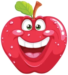 Wandaufkleber Cheerful red apple with a big smile and eyes © GraphicsRF