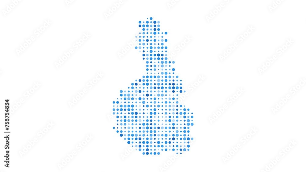 Poster tioman island dotted digital map. map of tioman island with pulsating colored circles. border shape 
