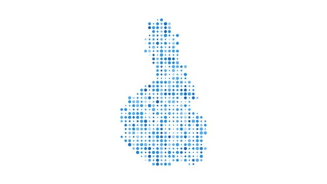 Tioman Island dotted digital map. Map of Tioman Island with pulsating colored circles. Border shape filled with blue disks. Artistic video.