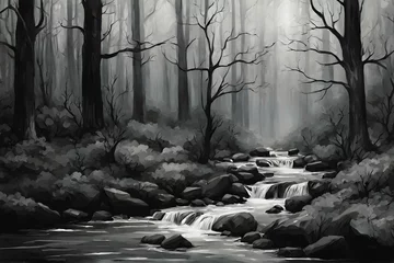 Fotobehang Secret Forest in Black and White (JPG 300Dpi 10800x7200) © CreativityMultiverse