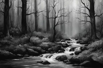 Fotobehang Secret Forest in Black and White (PNG 9504x6336) © CreativityMultiverse