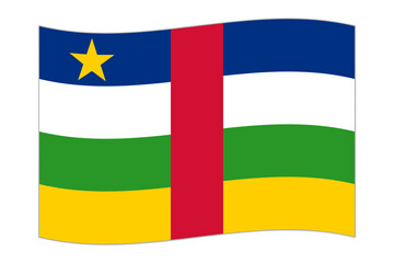 Waving flag of the country Central African Republic. Vector illustration.