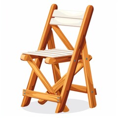 cartoon image of white folding chair. the background is white.