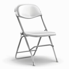 cartoon image of white folding chair. the background is white.