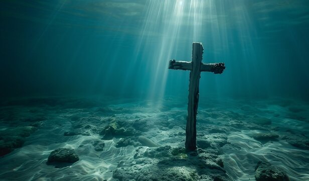 Cross in the Ocean A Symbol of Hope and Resilience in the Face of Adversity Generative AI