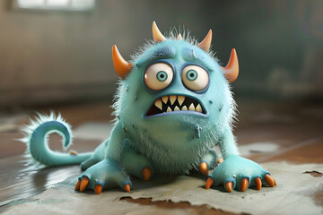 Niedliches Cartoon-Monster: Lustiges und freundliches Monstercharakter für Kinderbücher und Designs