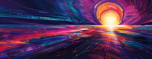 Colorful Rainbow Tunnel Generative AI
