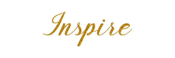INSPIRE PNG calligraphy with metallic gold color on transparent background
