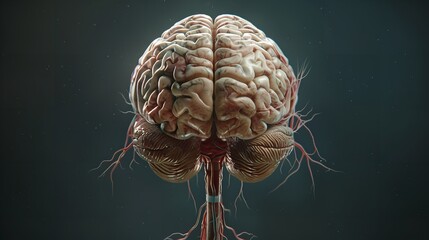 Central Organ of Human Nervous System: Brain Anatomy - obrazy, fototapety, plakaty