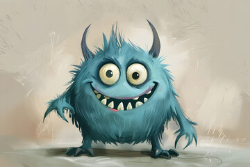 Niedliches Cartoon-Monster: Lustiges und freundliches Monstercharakter für Kinderbücher und Designs - obrazy, fototapety, plakaty