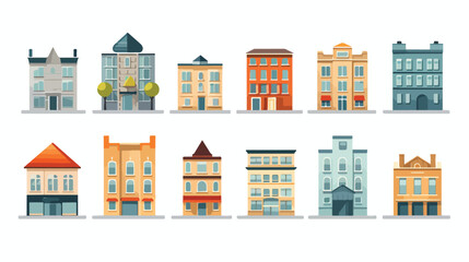 Vector Buildings icon flat vector isolated on white