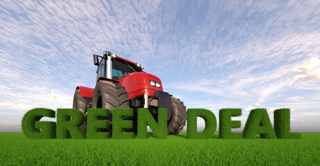 green deal concept of european union - 3d illustration - 758757408