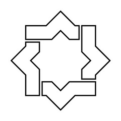 Eight pointed star icon vector contour outline geometric design element shape isolated on white background.