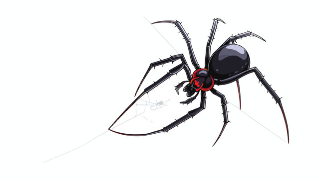 Vector illustration of a cartoon black widow spider