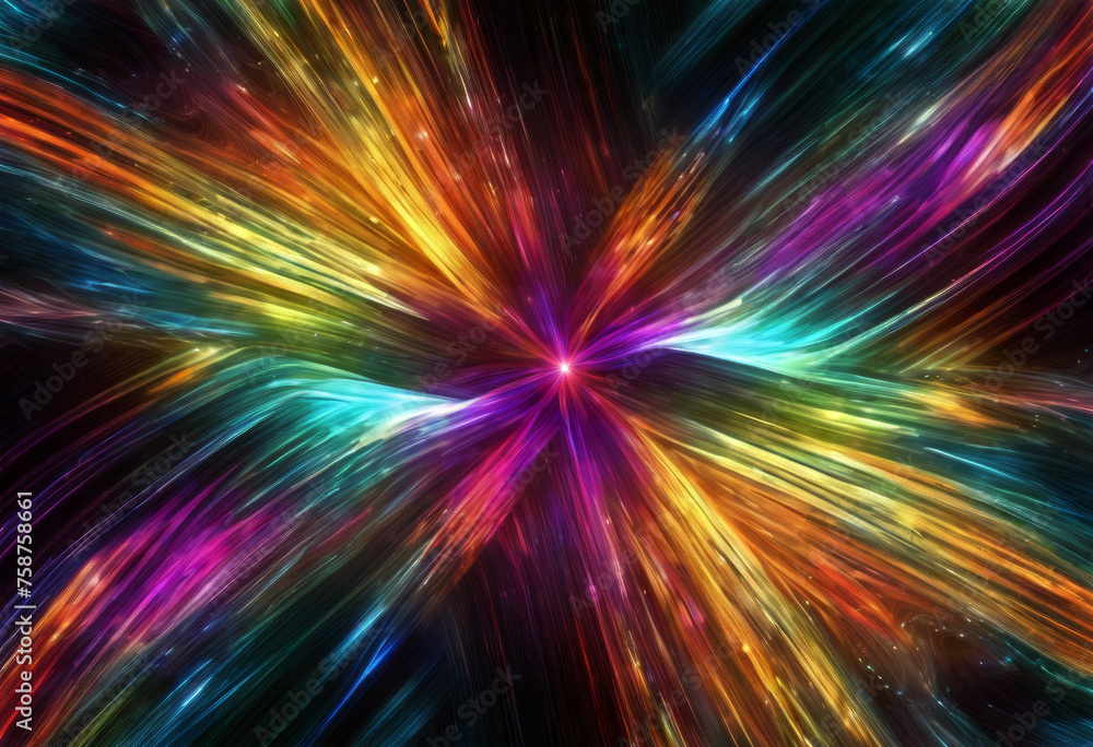 Poster fractal abstract background lines multicolored explosion star gloss