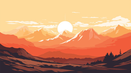 View of mountain during sunset  illustration