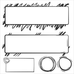 hand draw doodle frame set. circle, box, square, rectangle brush pen line stroke scribble element. vector 