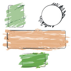hand draw doodle frame set. circle, box, square, rectangle brush pen line stroke scribble element. vector 