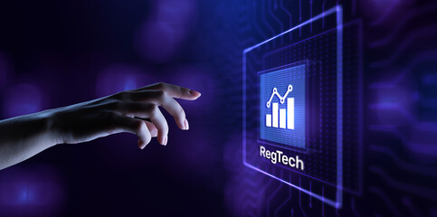 RegTech Regulation Compliance financial control modern internet technology concept on virtual...