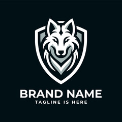 Wolf head shield logo