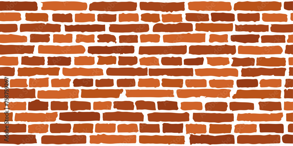 Poster vector stylish wall made of bricks. brown bricks of different sizes make a seamless background.
