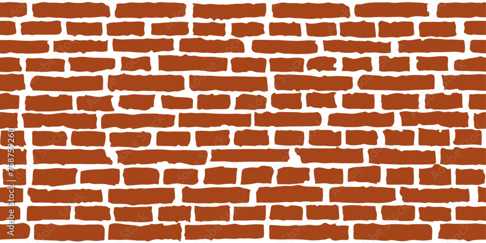 Poster vector brown wall made of bricks. brown bricks of different sizes make a seamless background.