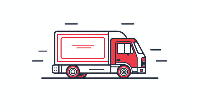 Web line icon. Delivery truck flat vector isolated