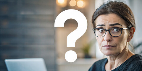question, woman with glasses
