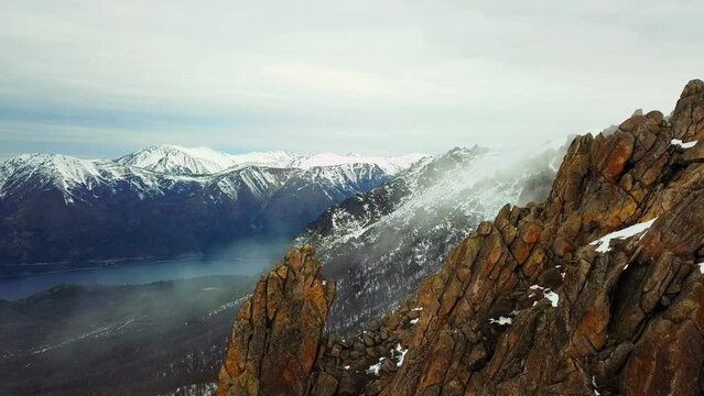 Aerial view of Nahuel Huapi Lake in Bariloche, Argentina.
