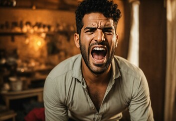 Fototapeta premium A man who is depressed and in anxiety crying man sad man 