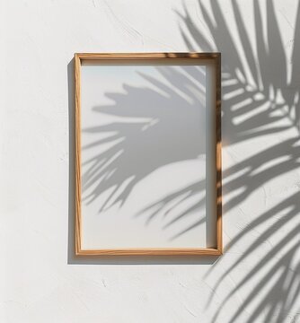 Shade of the Month A Fresh Palm Tree Shadow on a White Wall Generative AI
