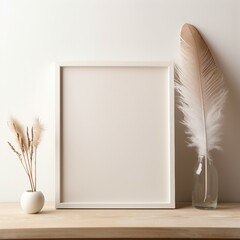Frame Mockup,feather and book