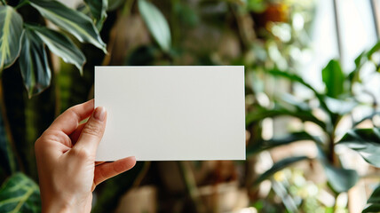 Flat card mockup featuring a blank white paper for customization or design purposes. - 758760899