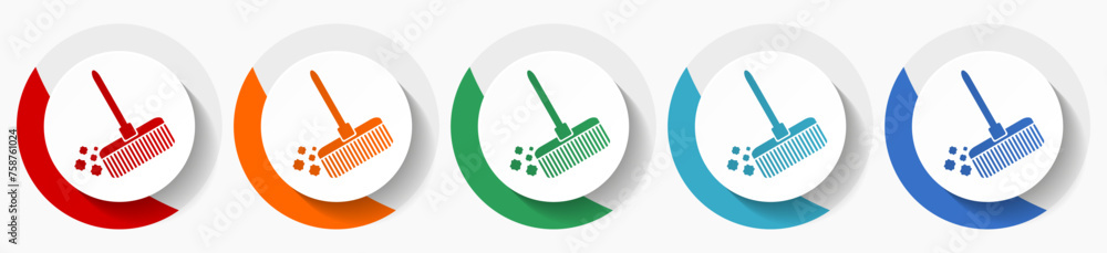 Poster Clean vector icon set, flat icons for logo design, webdesign and mobile applications, colorful round buttons