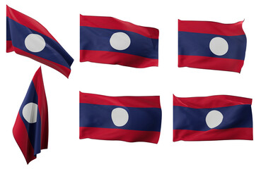 Large pictures of six different positions of the flag of Laos