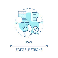 RAG soft blue concept icon. Ai correct content generation. Machine learning techniques. Round shape line illustration. Abstract idea. Graphic design. Easy to use in infographic, presentation