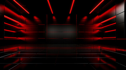 Abstract red and black empty room - 758762073