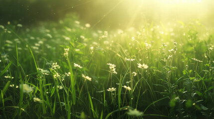 Obraz premium Green meadow in the sunlight