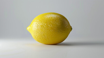 single yellow lemon on white background. - 758762630