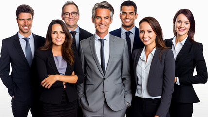 Smiling team of business people on a white background - 758762866