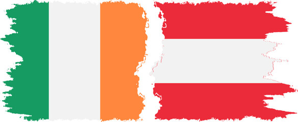 Austria and Ireland grunge flags connection vector