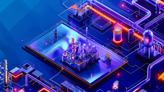Isometric Concept of a Digital Technology City, Futuristic Infrastructure and Networking, Modern Business Illustration