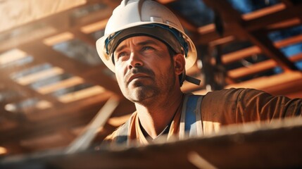 portrait of craftsman working at construction site - 758764886