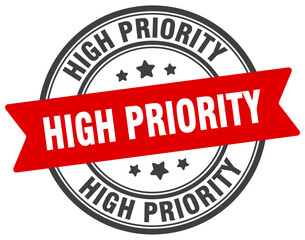 high priority stamp. high priority label on transparent background. round sign