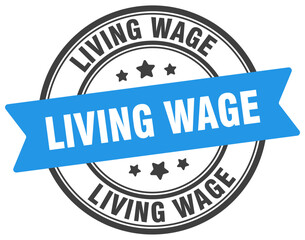 living wage stamp. living wage label on transparent background. round sign