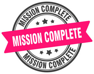 mission complete stamp. mission complete label on transparent background. round sign
